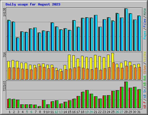 Daily usage for August 2023